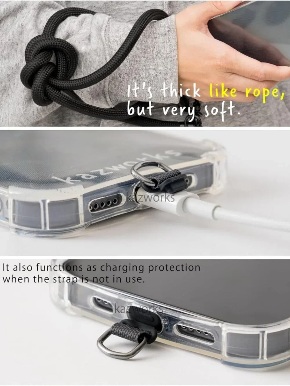 Adjustable Thick Rope Phone Lanyard Strap Crossbody Sling 49in-65in for